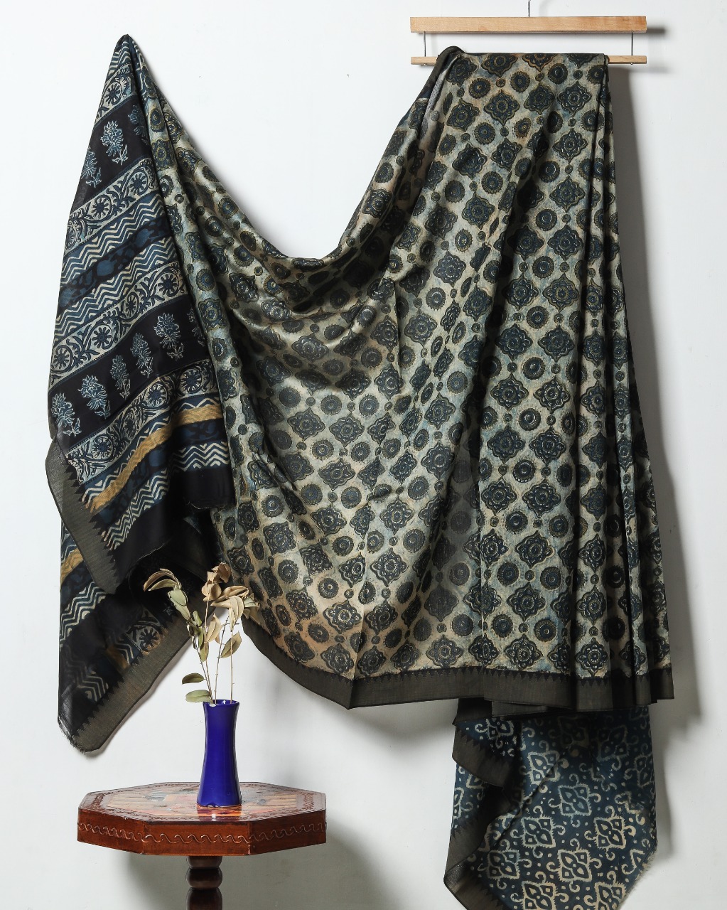 Ajrakh Chanderi Silk Jute