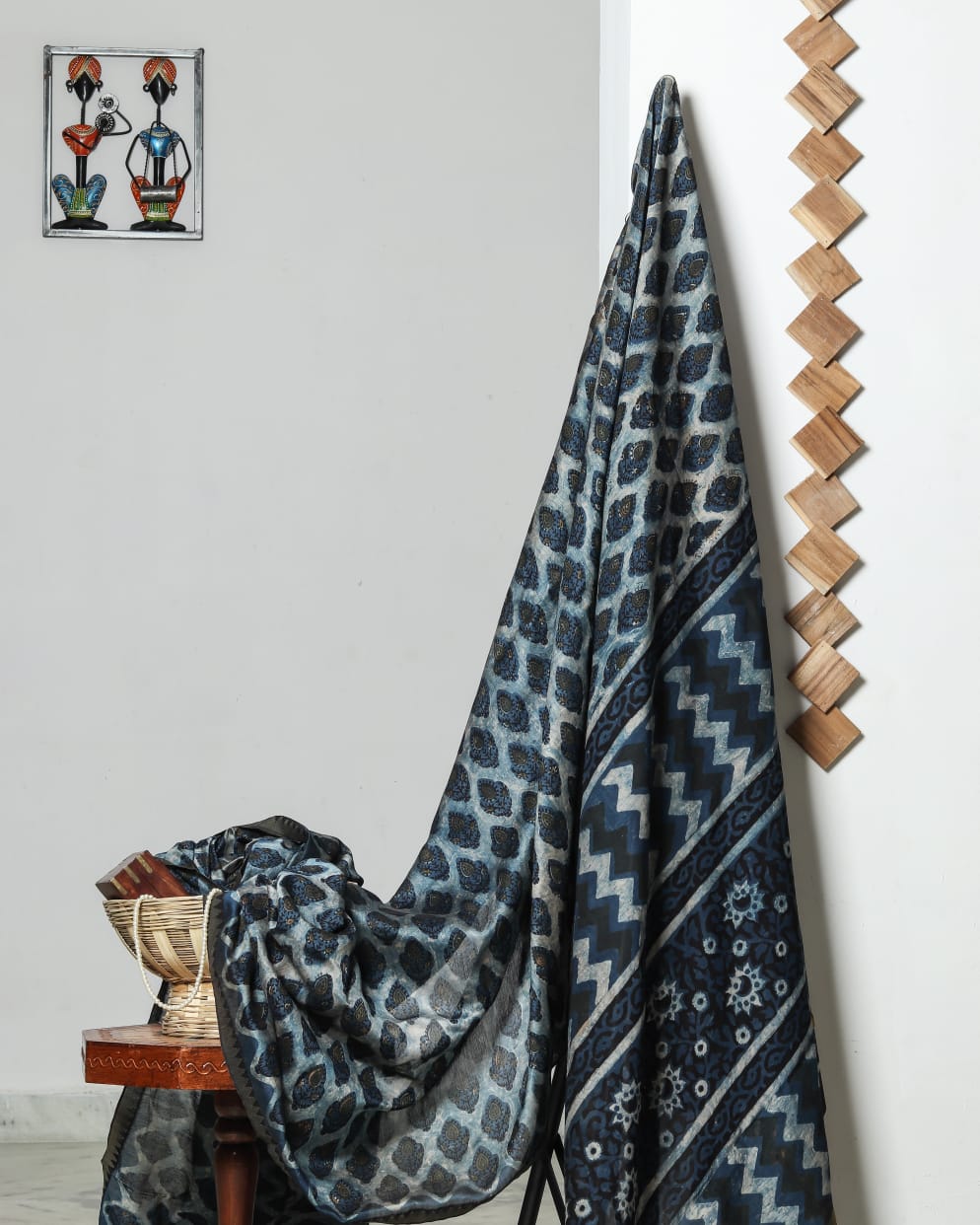 Ajrakh Chanderi Silk Jute
