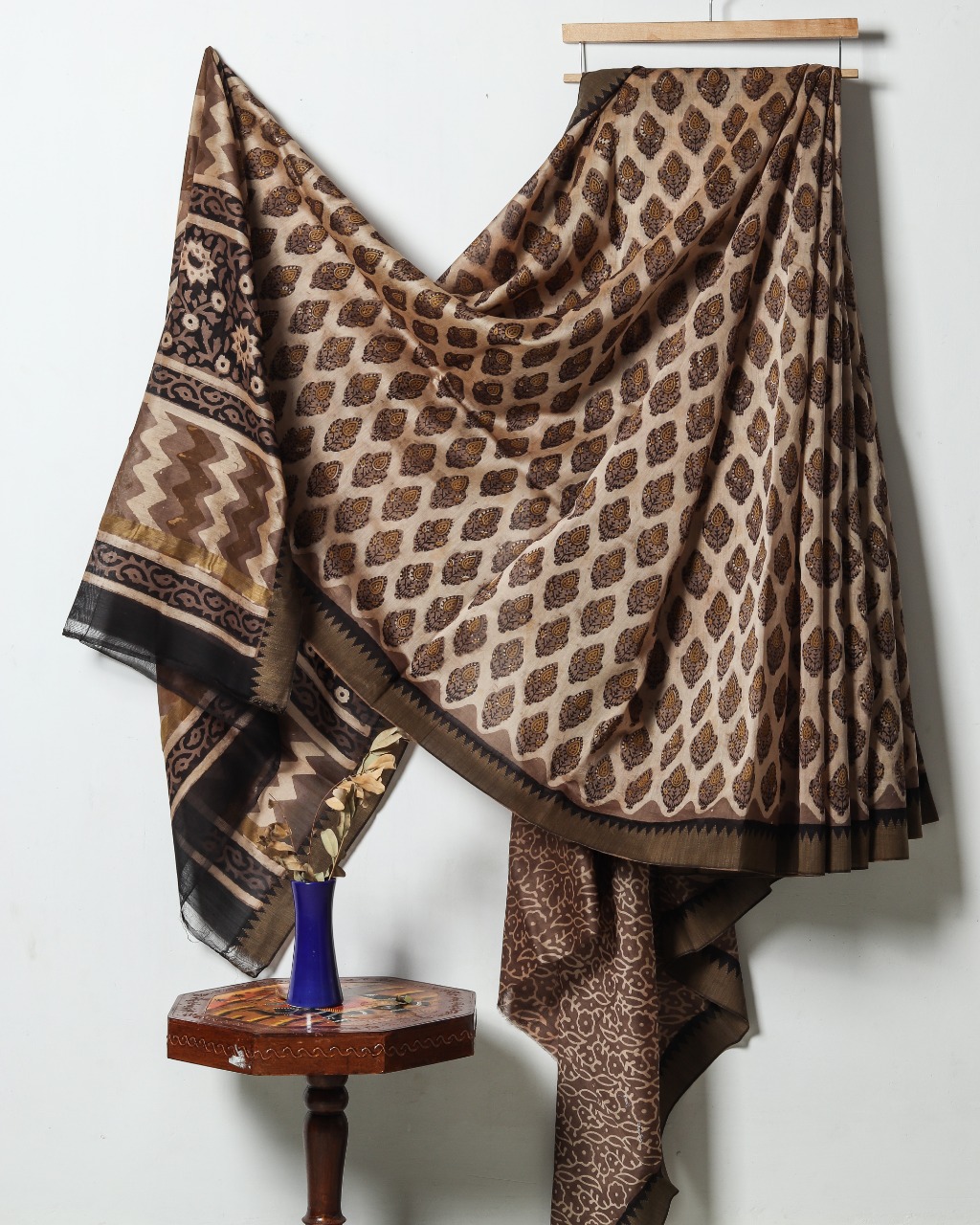 Ajrakh Chanderi Silk Jute