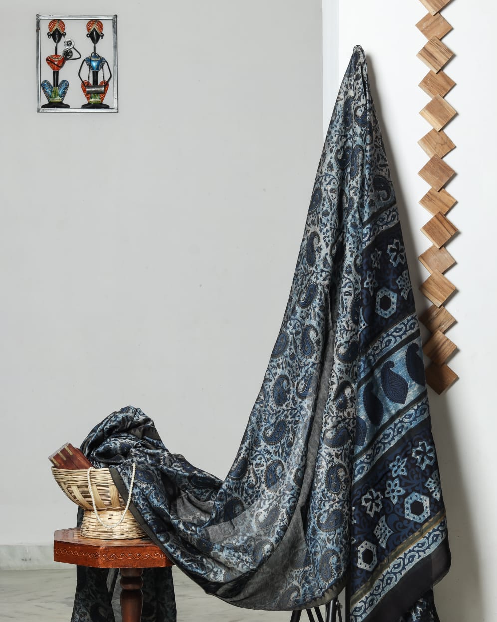 Ajrakh Chanderi Silk Jute