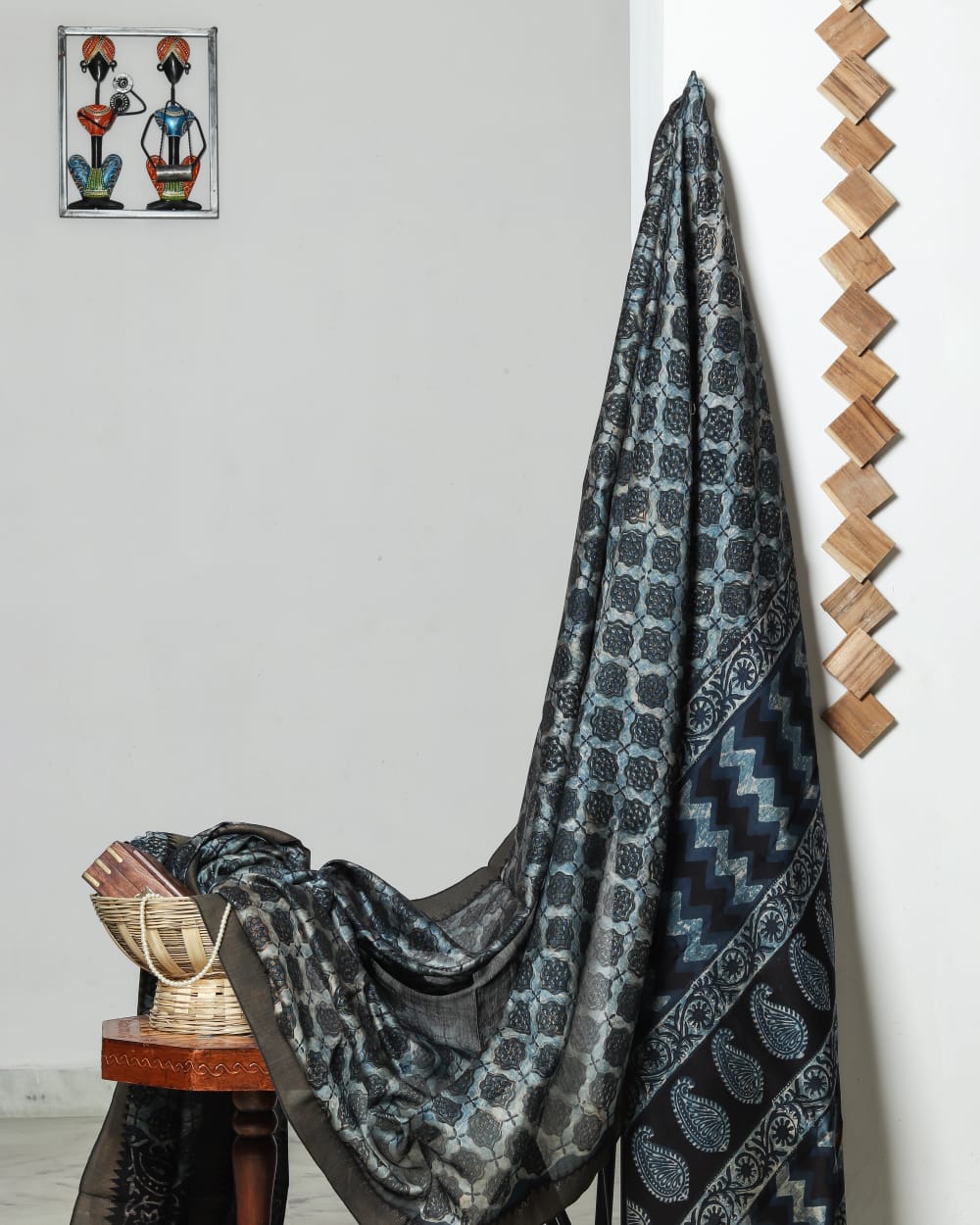 Ajrakh Chanderi Silk Jute