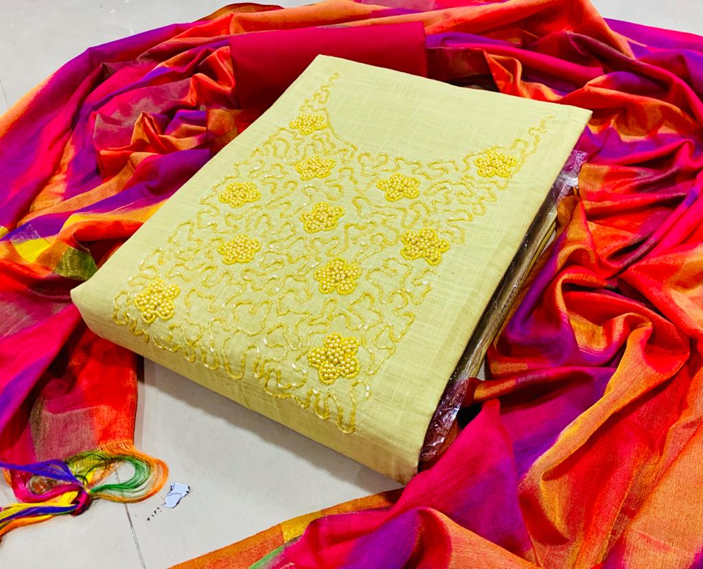 Top slub cotton with handwork 
