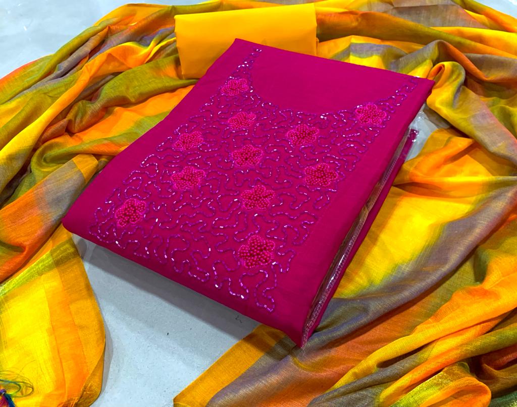 Top slub cotton with handwork 