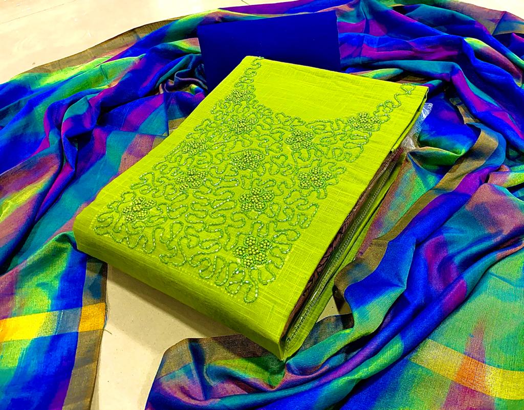Top slub cotton with handwork 
