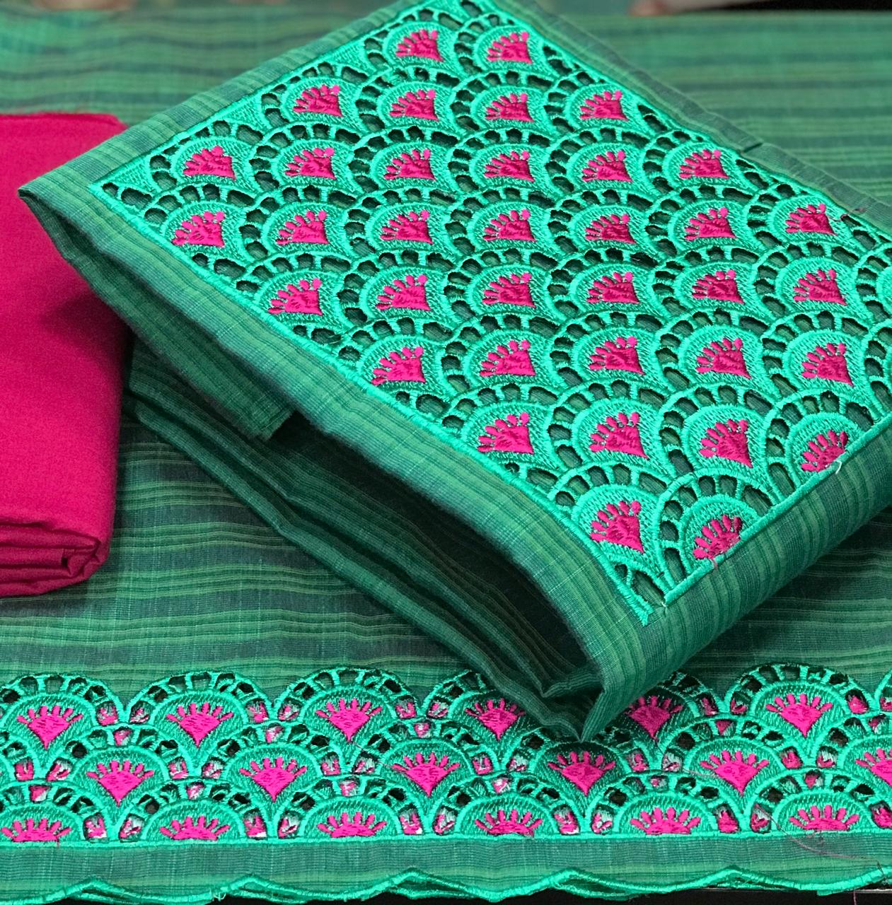 Top silk with patch cutwork