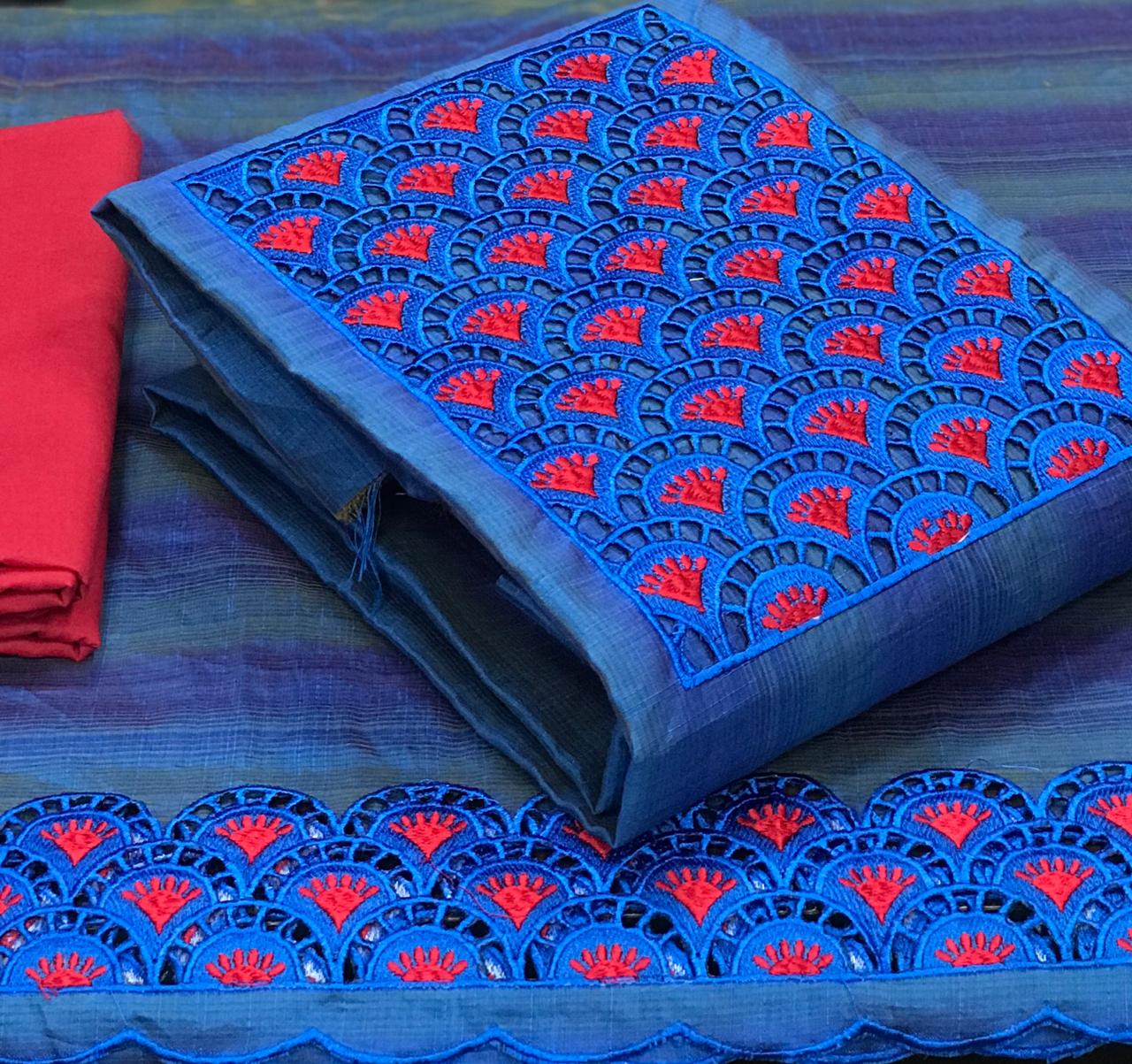 Top silk with patch cutwork