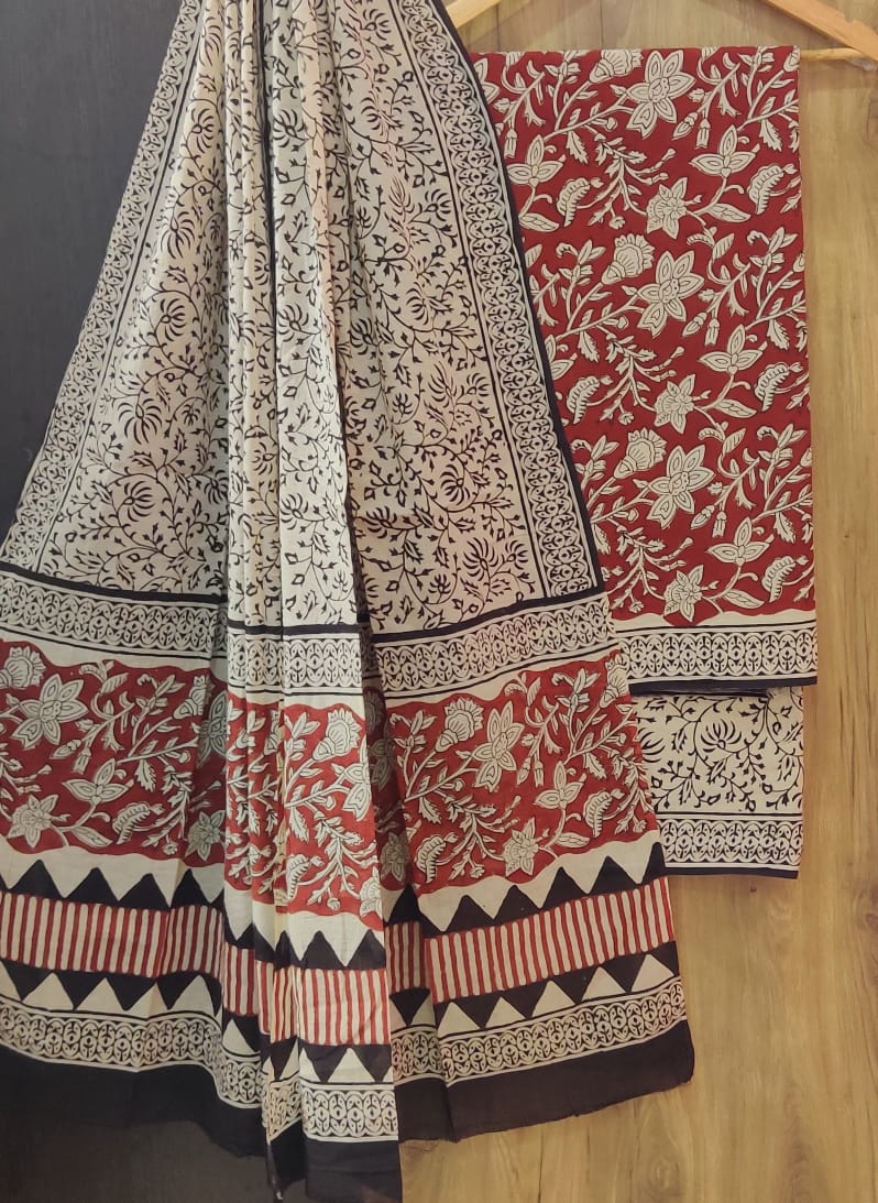 Pure mulmul cotton block printed suits
