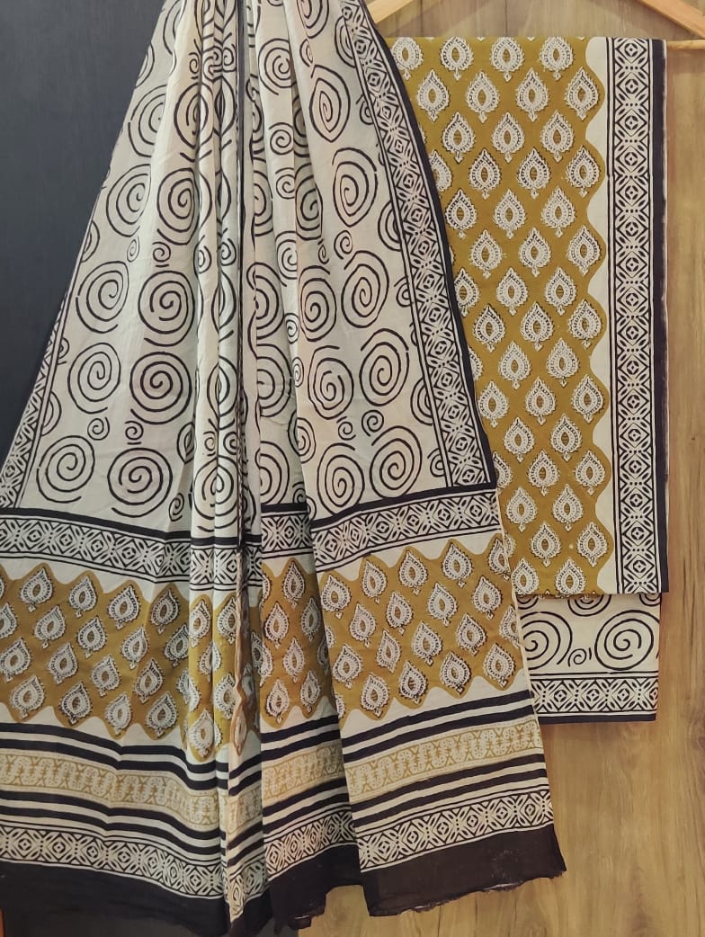 Pure mulmul cotton block printed suits