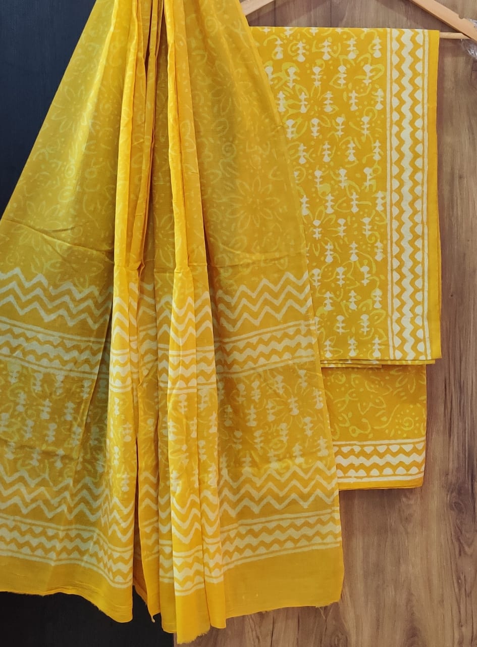 Pure mulmul cotton block printed suits