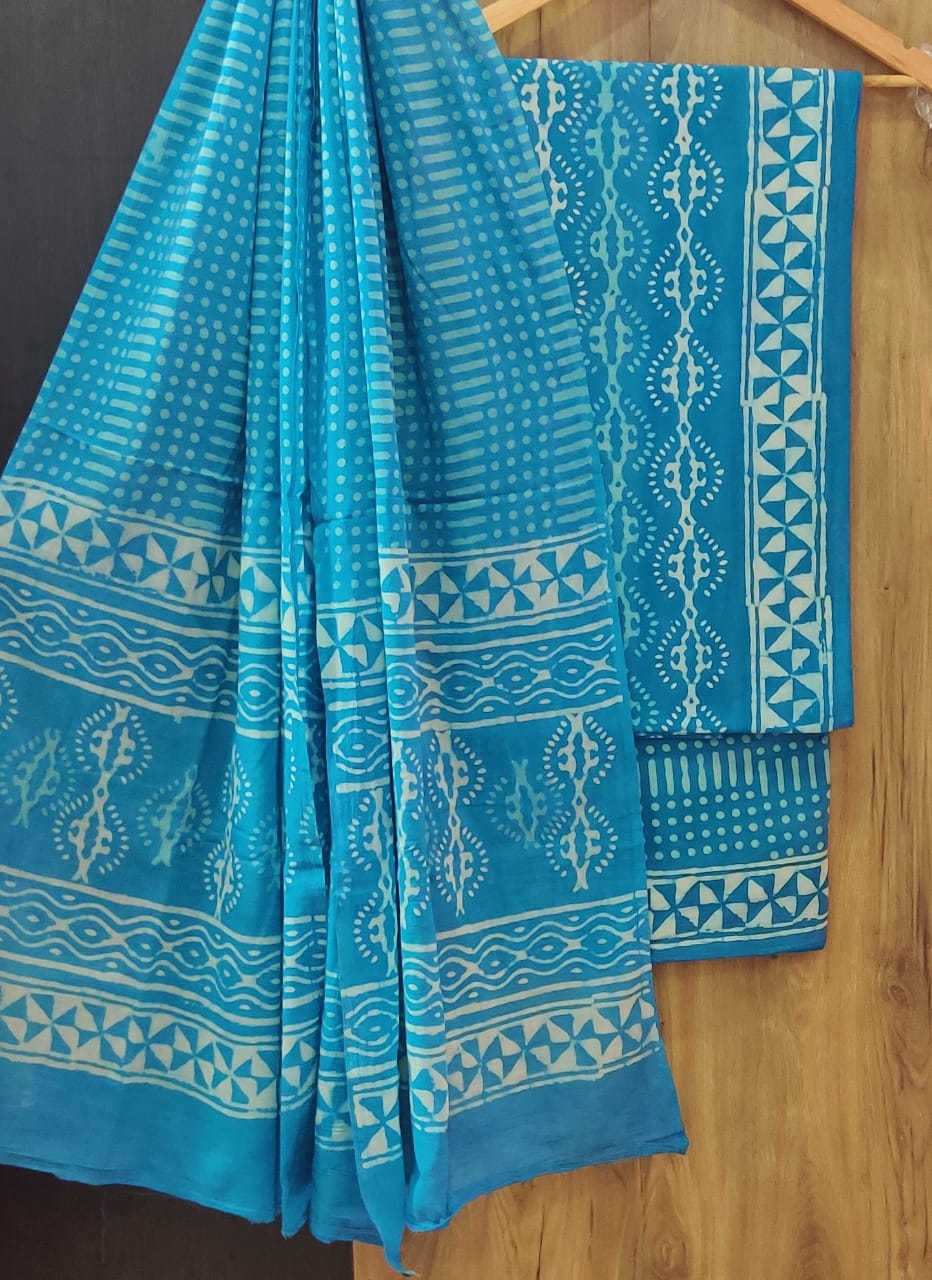 Pure mulmul cotton block printed suits