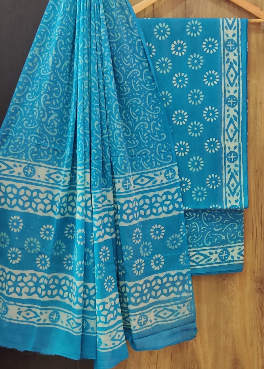 Pure mulmul cotton block printed suits