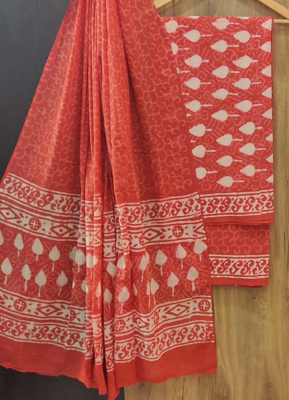 Pure mulmul cotton block printed suits
