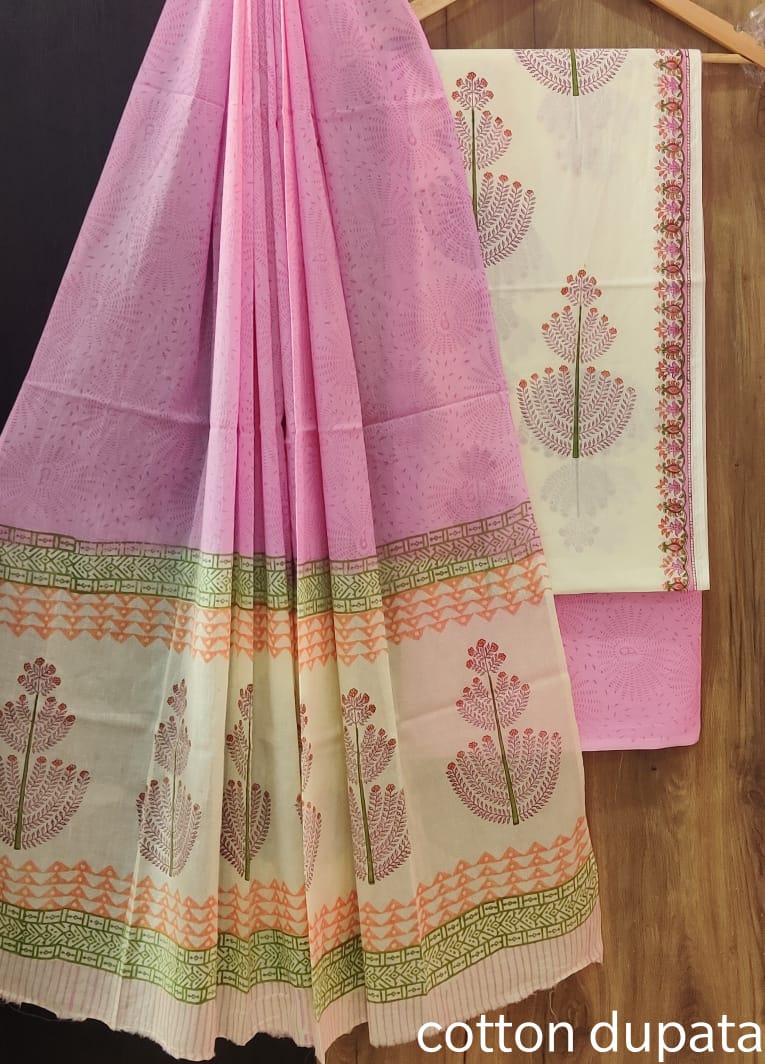 Pure mulmul cotton block printed suits