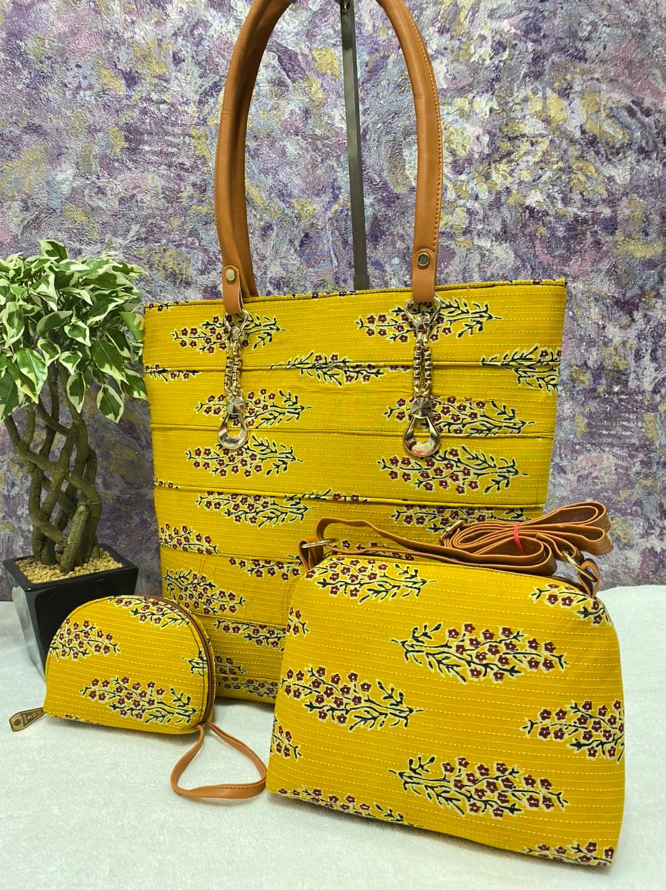 Block printed bag combo 