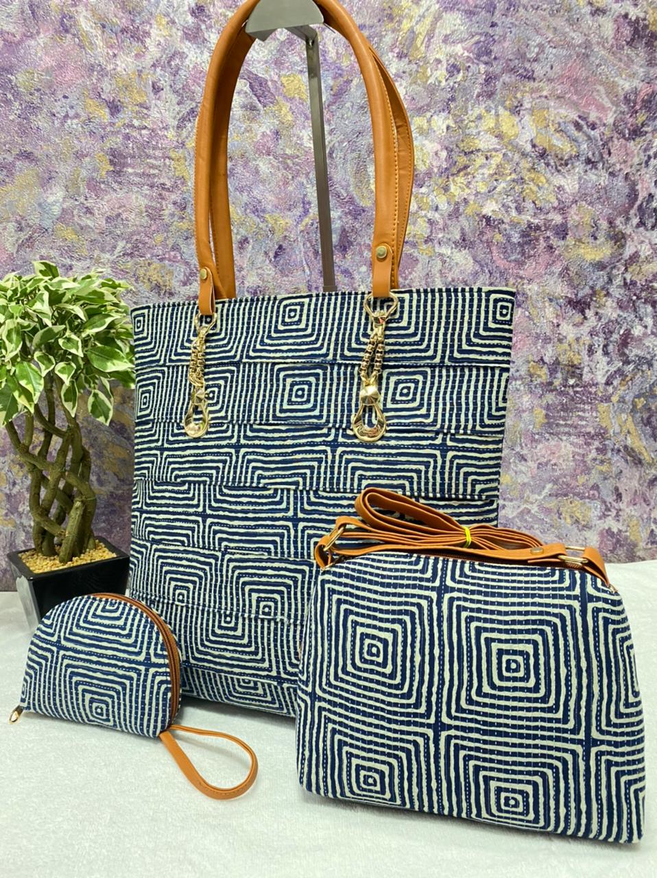 Block printed bag combo 