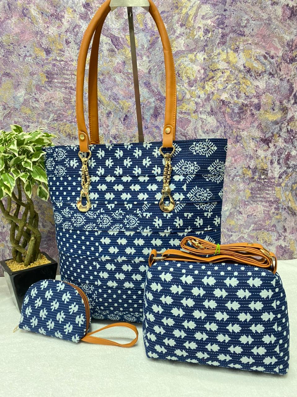 Block printed bag combo 