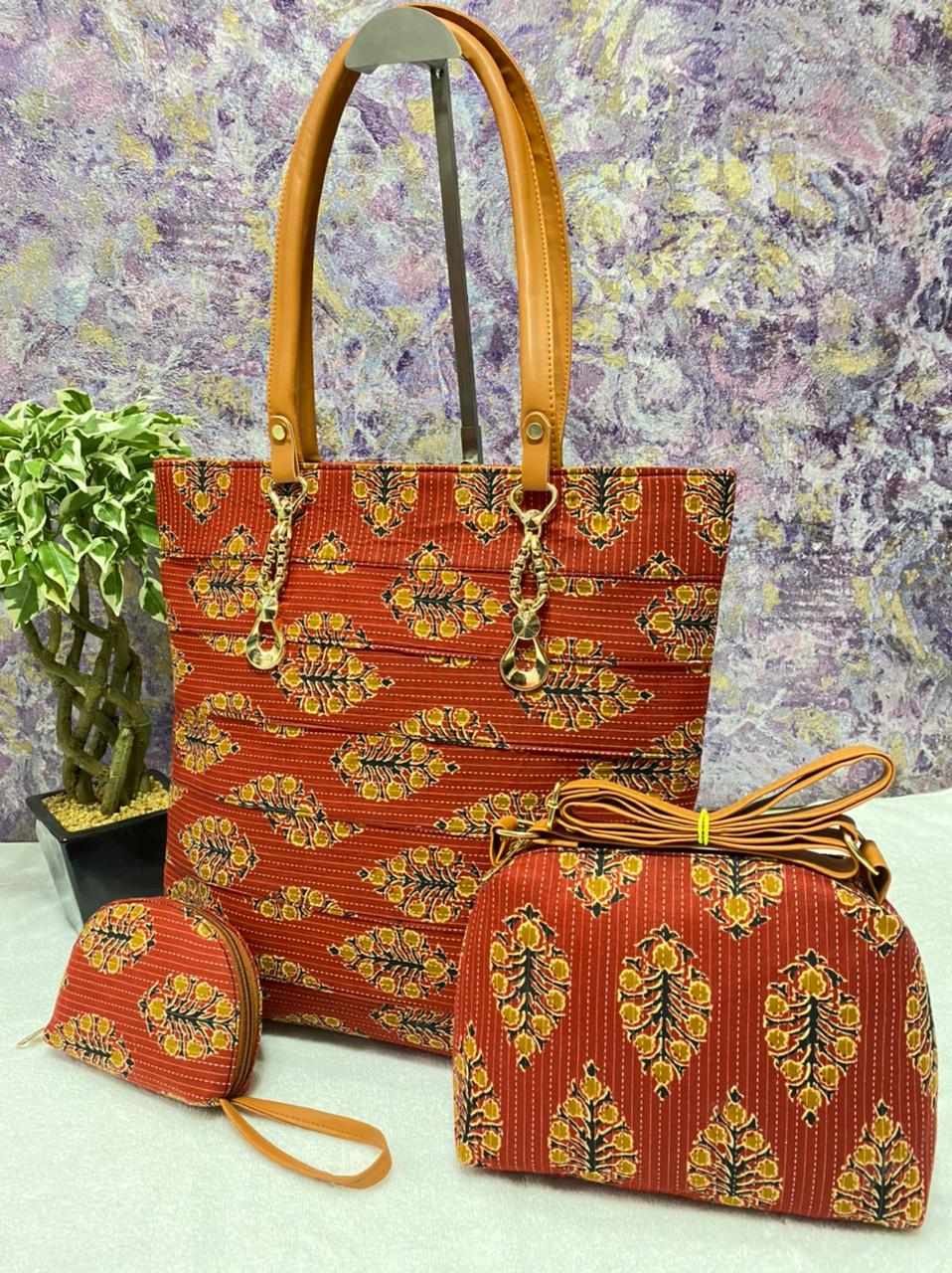 Block printed bag combo 