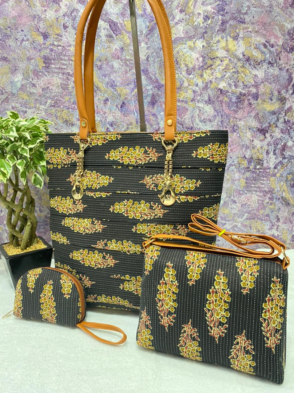 Block printed bag combo 