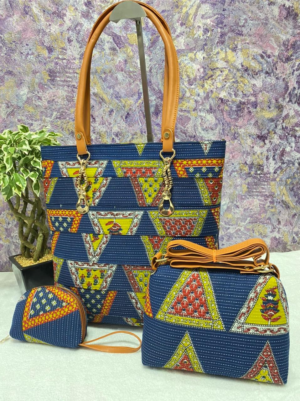Block printed bag combo 