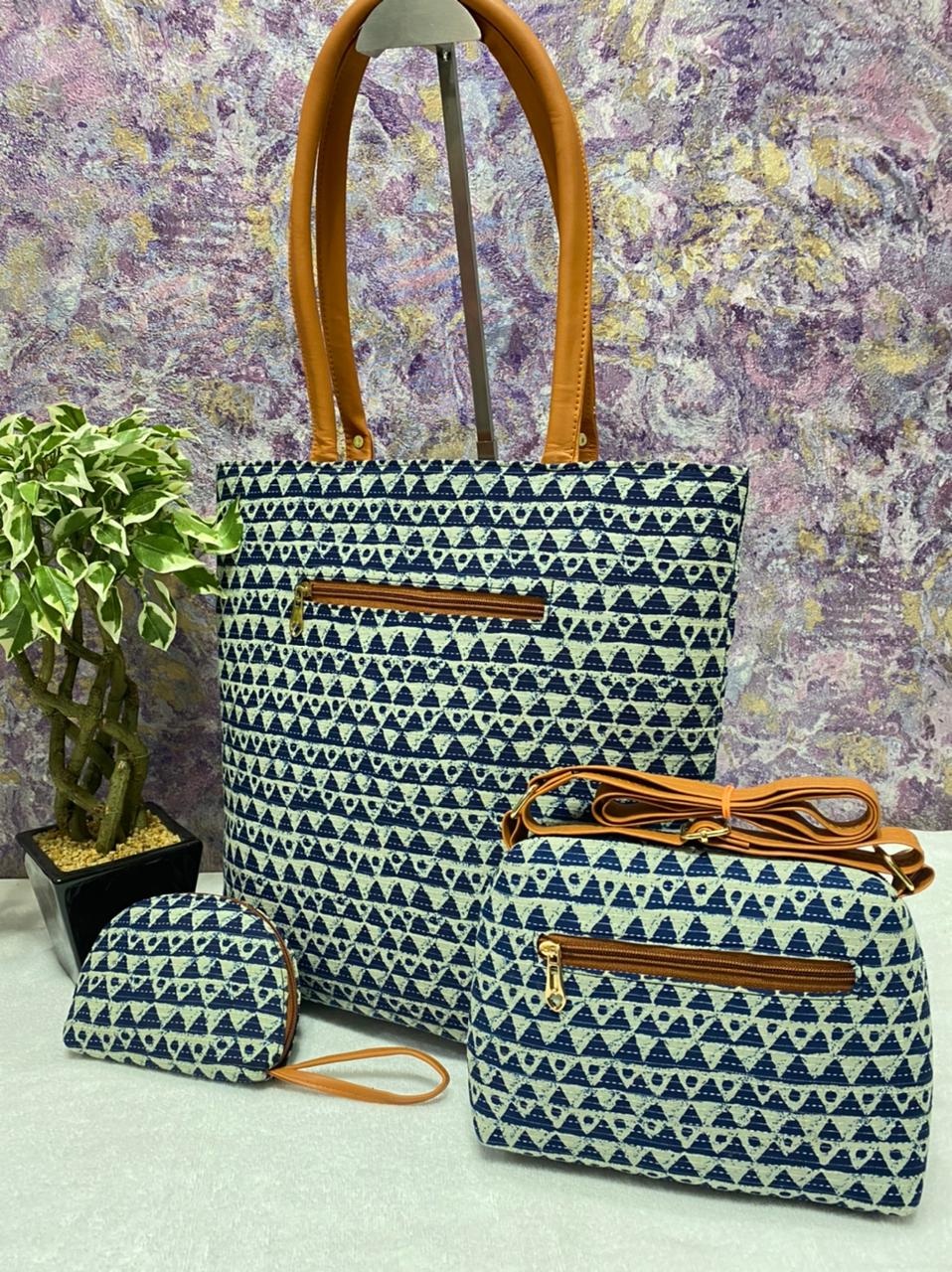 Block printed bag combo 