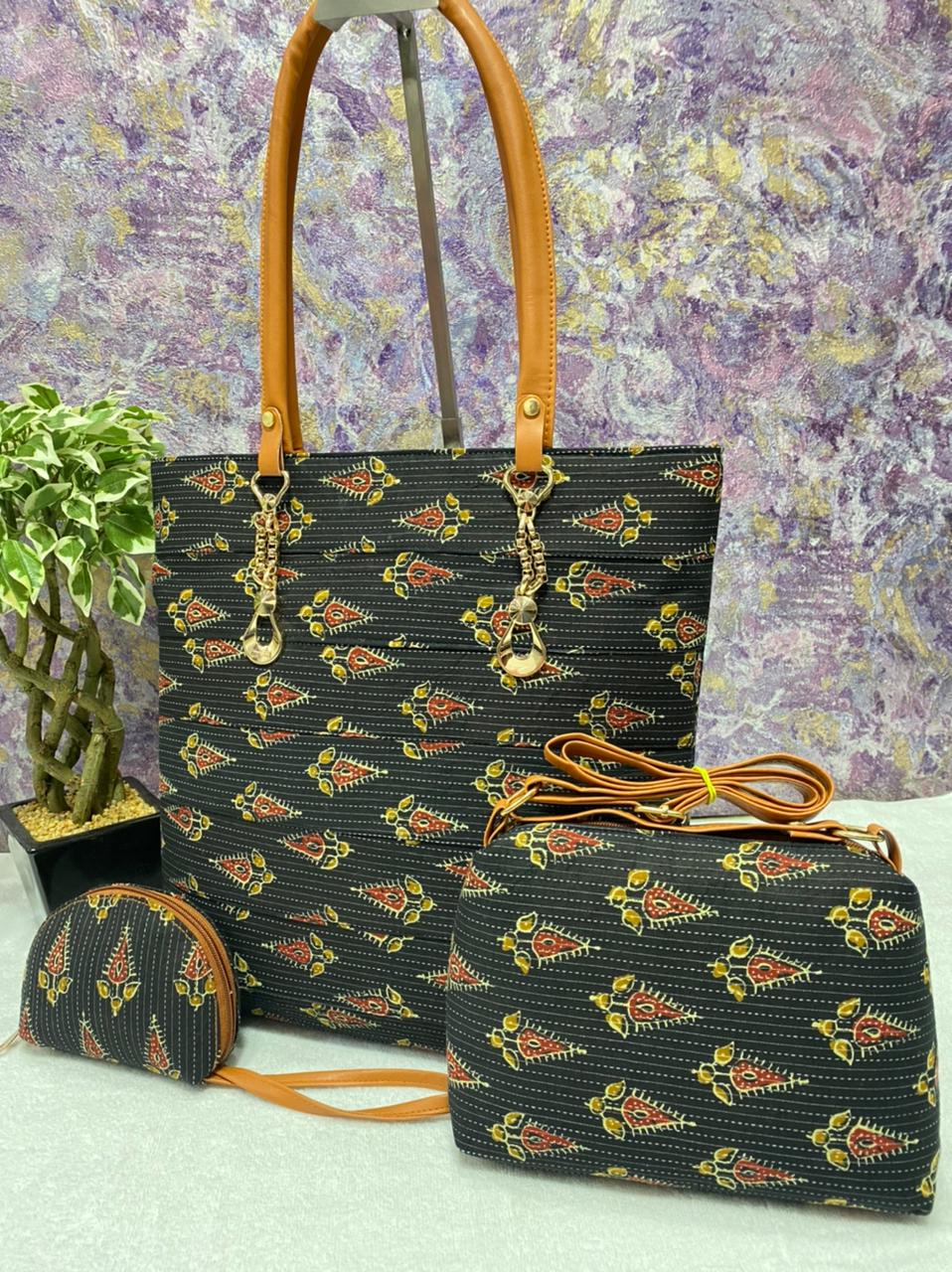 Block printed bag combo 