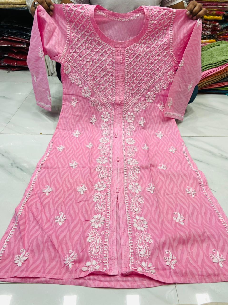 Pure jacquard cotton chikankari kurtis