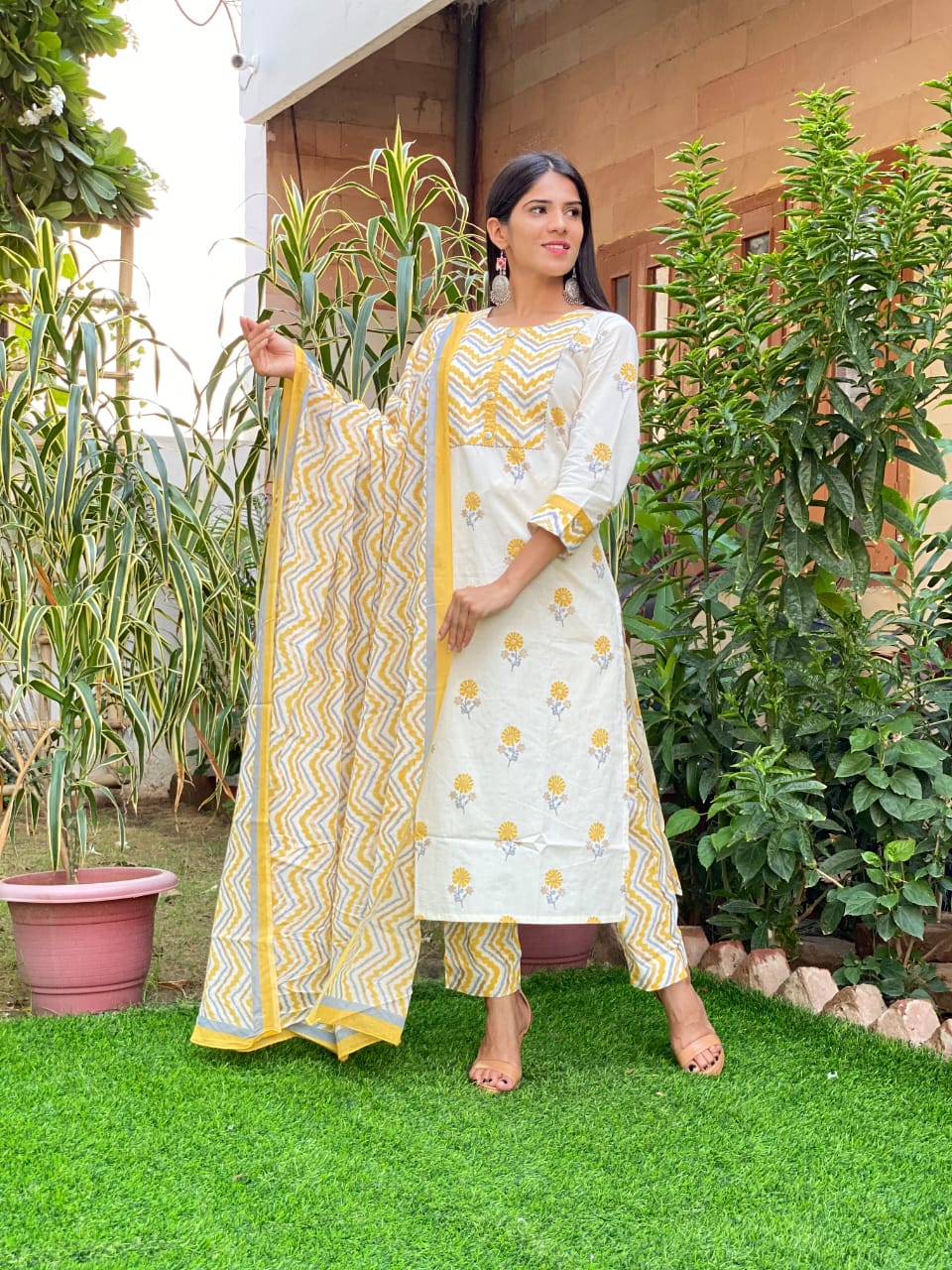 Pure Cotton Suits Crafted with Neck Work/Duppattas