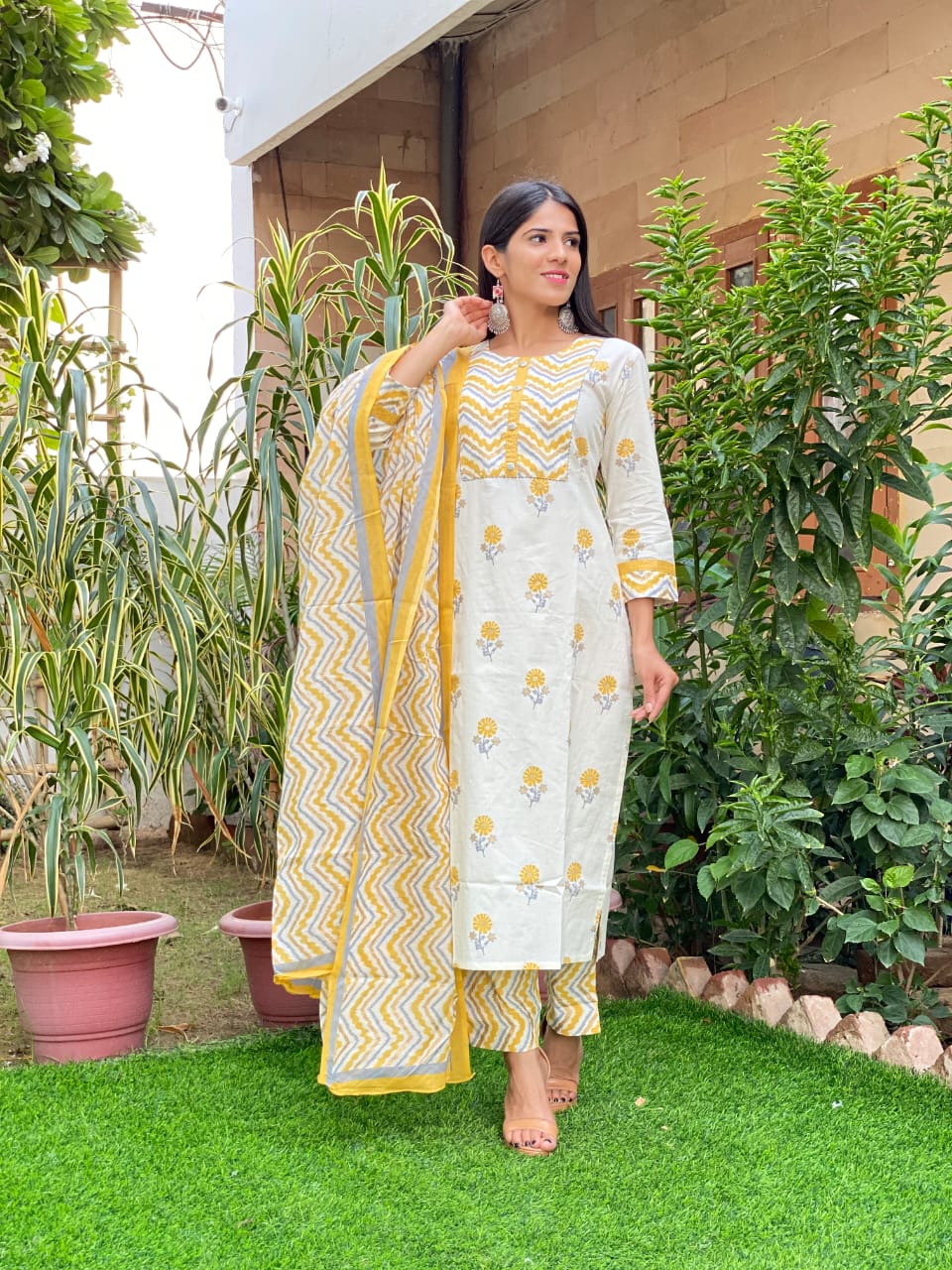 Pure Cotton Suits Crafted with Neck Work/Duppattas
