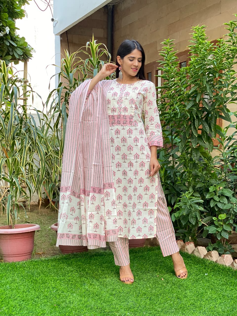 Pure Cotton Suits Crafted with Neck Work/Duppattas