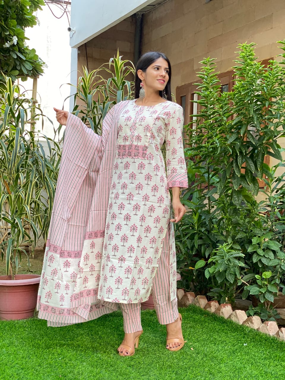 Pure Cotton Suits Crafted with Neck Work/Duppattas