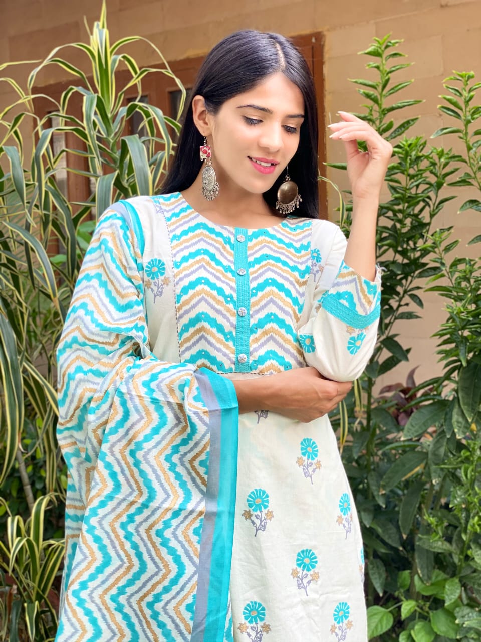 Pure Cotton Suits Crafted with Neck Work/Duppattas