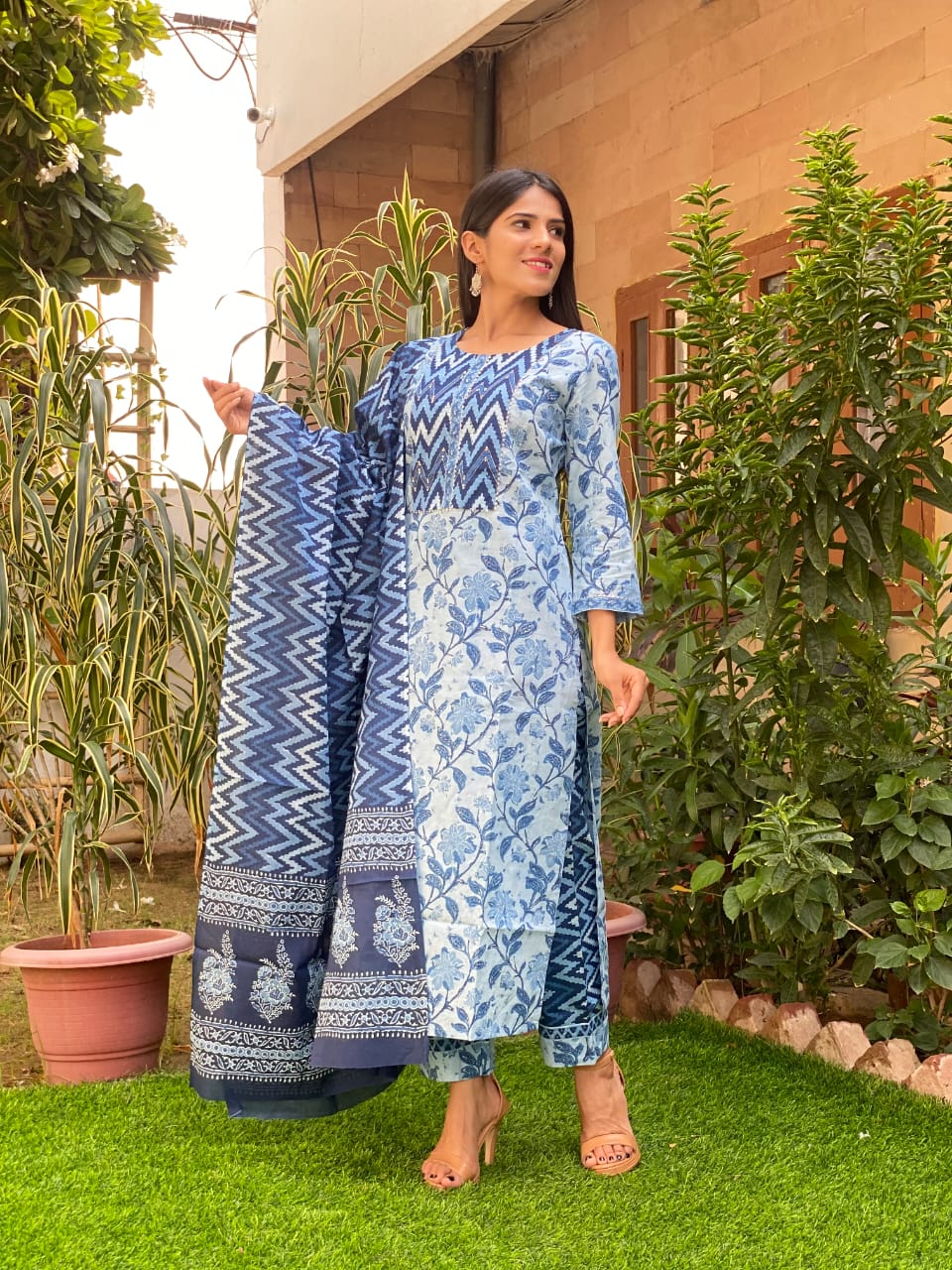 Pure Cotton Suits Crafted with Neck Work/Duppattas
