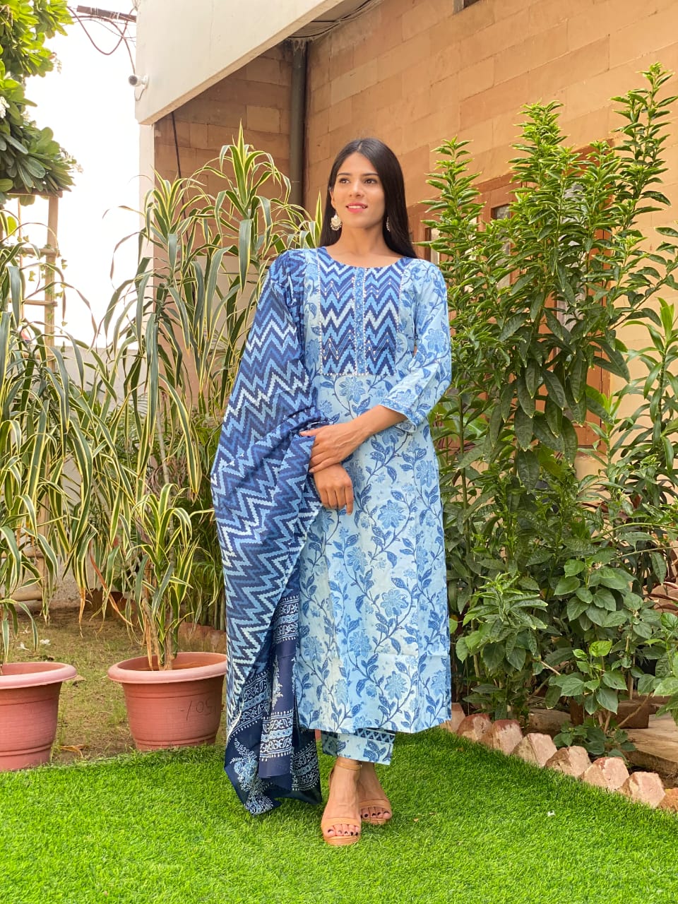 Pure Cotton Suits Crafted with Neck Work/Duppattas
