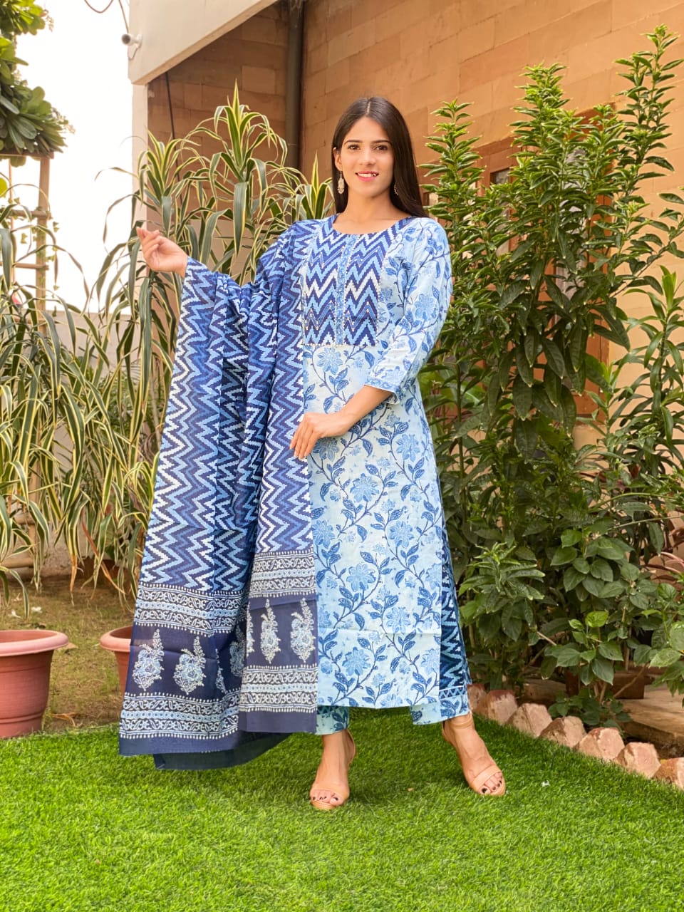 Pure Cotton Suits Crafted with Neck Work/Duppattas