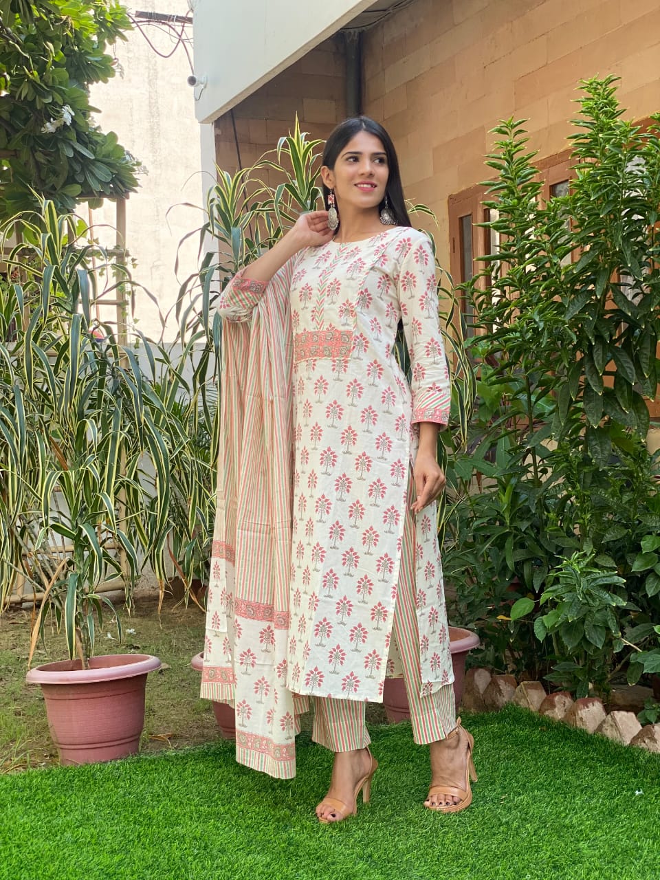 Pure Cotton Suits Crafted with Neck Work/Duppattas