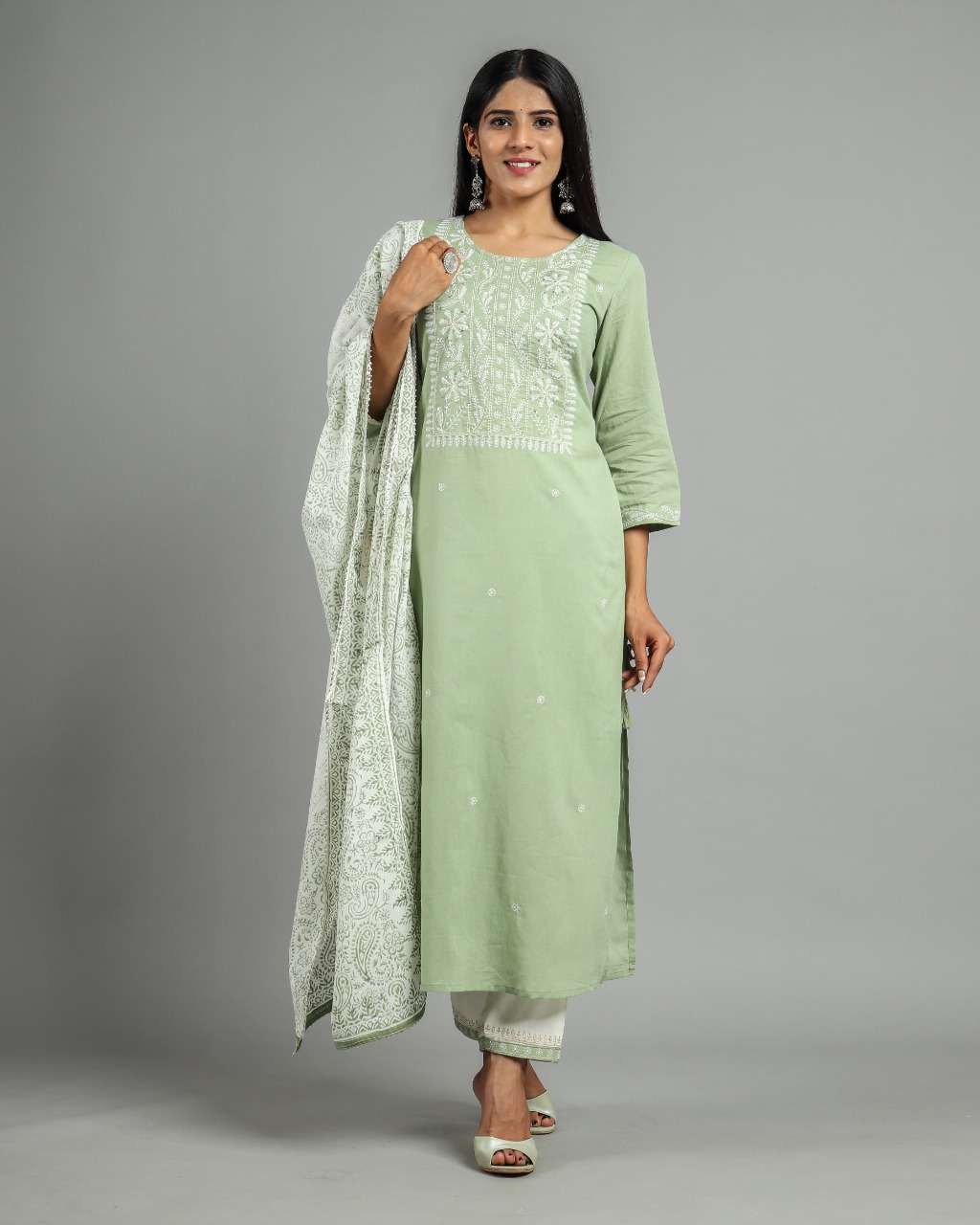 Pure  Cotton Suits/Neck work/lace dupattas