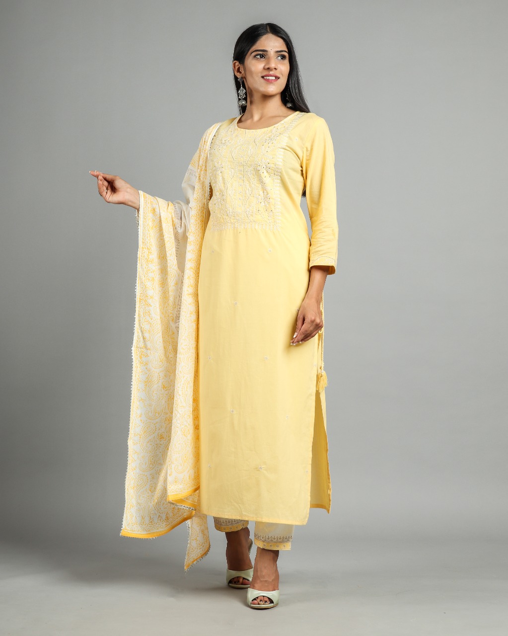Pure  Cotton Suits/Neck work/lace dupattas