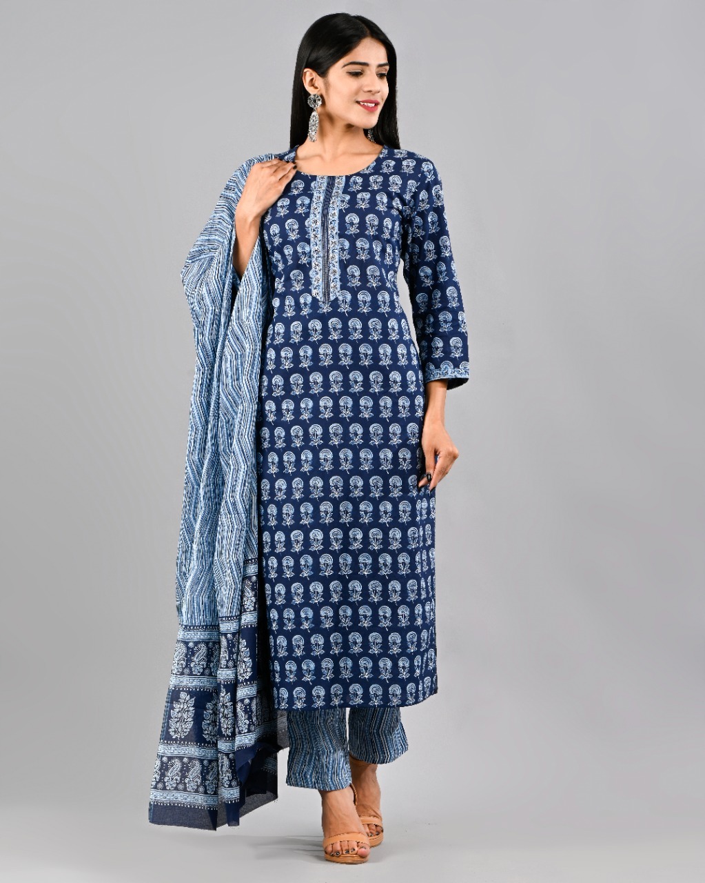 Pure  Cotton  Suits w/neck work & dupattas