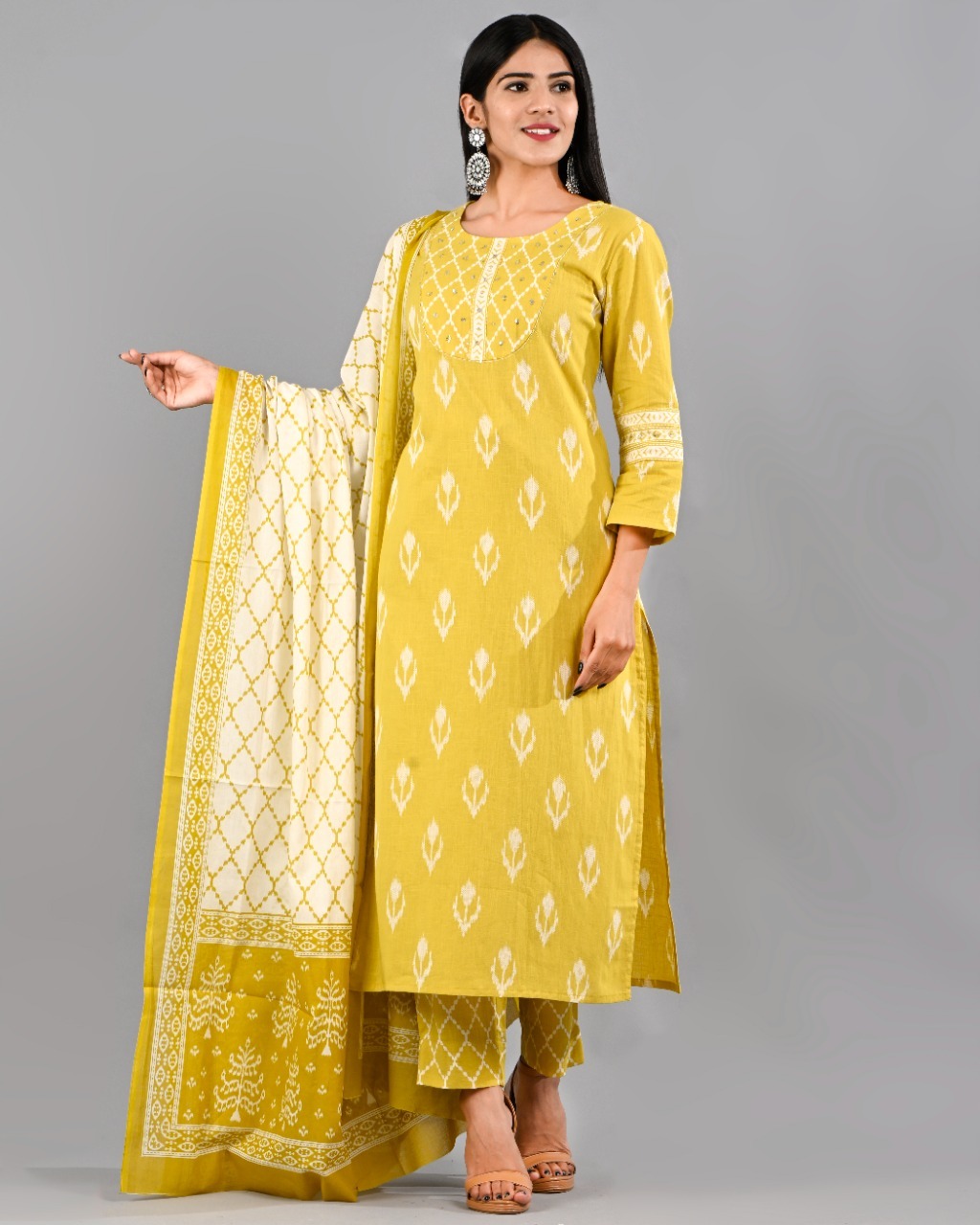 Pure  Cotton  Suits w/neck work & dupattas