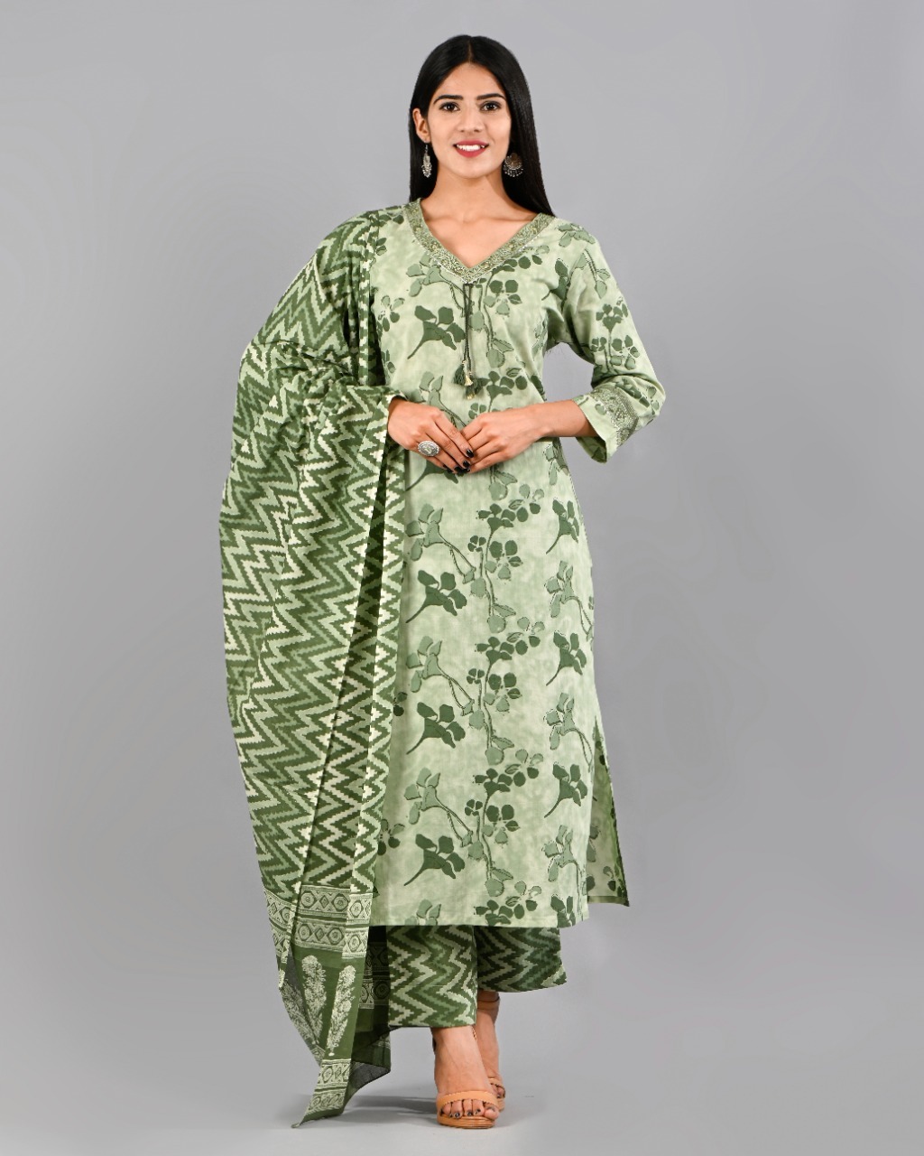 Pure  Cotton  Suits w/neck work & dupattas