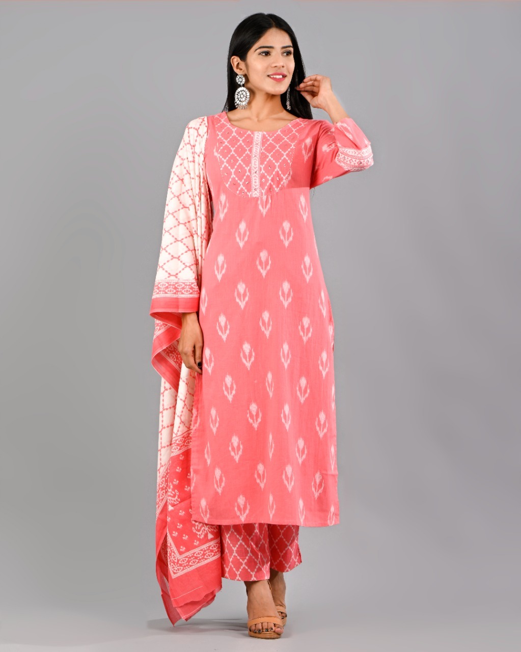 Pure  Cotton  Suits w/neck work & dupattas