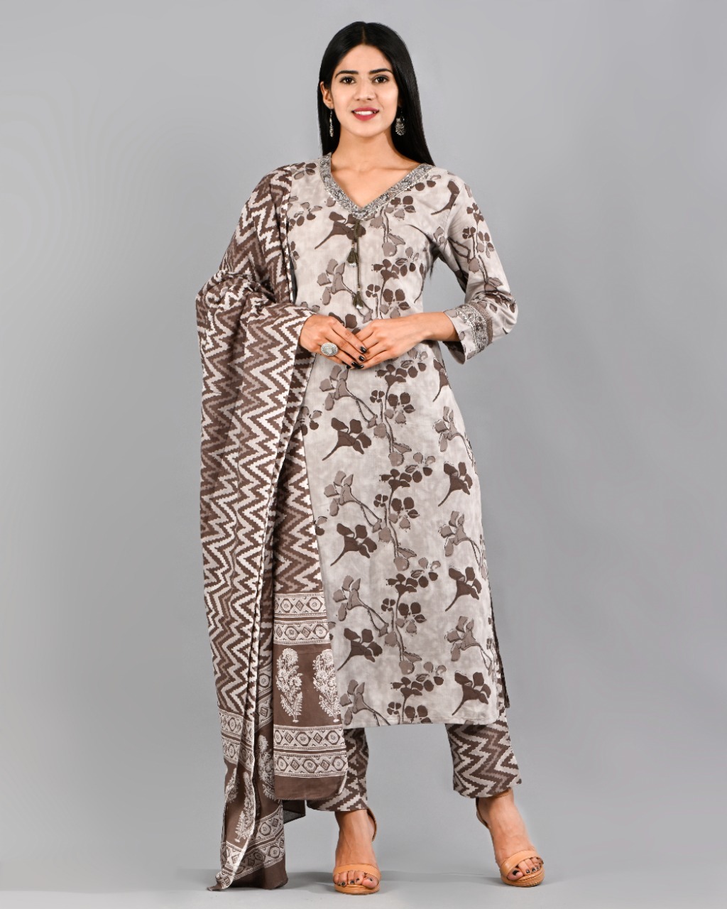 Pure  Cotton  Suits w/neck work & dupattas