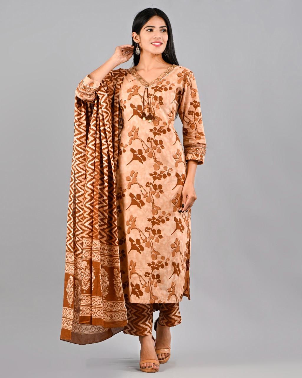Pure  Cotton  Suits w/neck work & dupattas