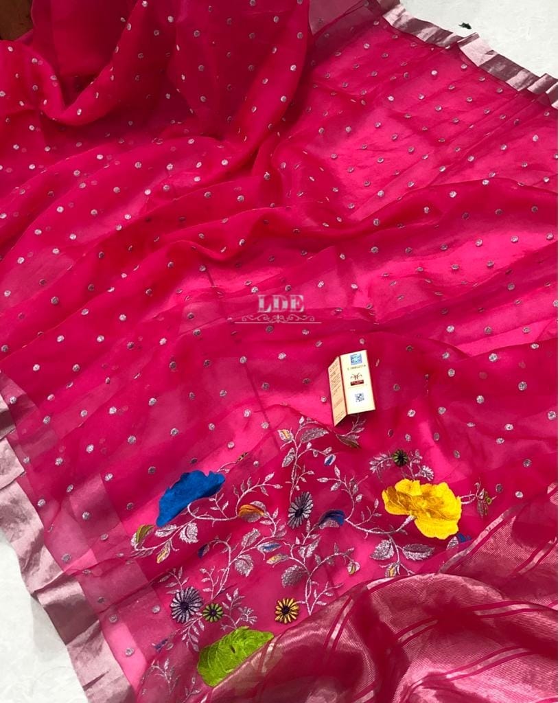 PURE HANALOOM  BENARAS KORA SILVER