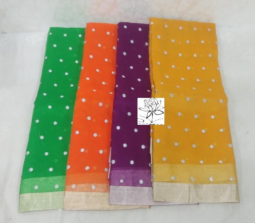 PURE HANALOOM  BENARAS KORA SILVER