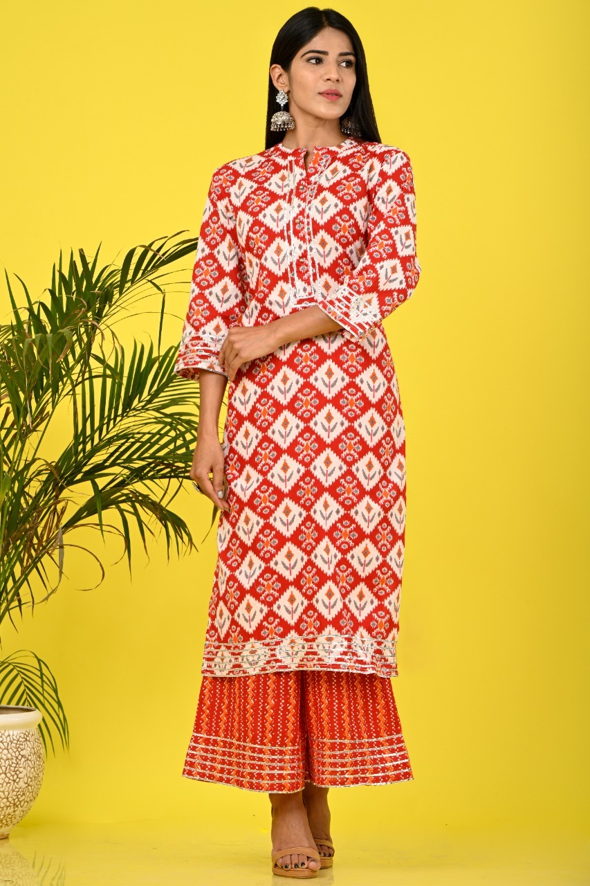 Kurti-Plazzo With Gotta Detailing