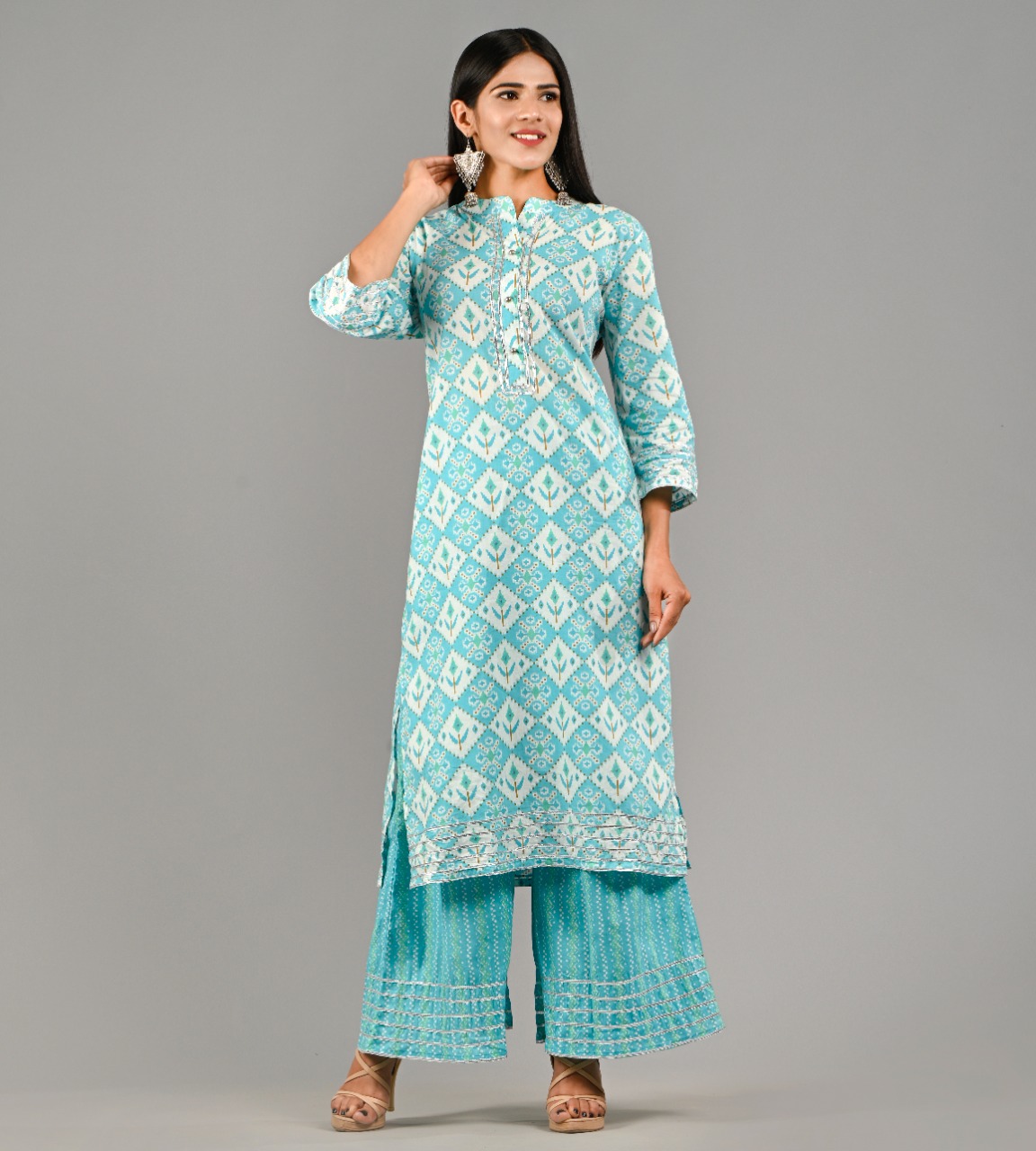 Kurti-Plazzo With Gotta Detailing