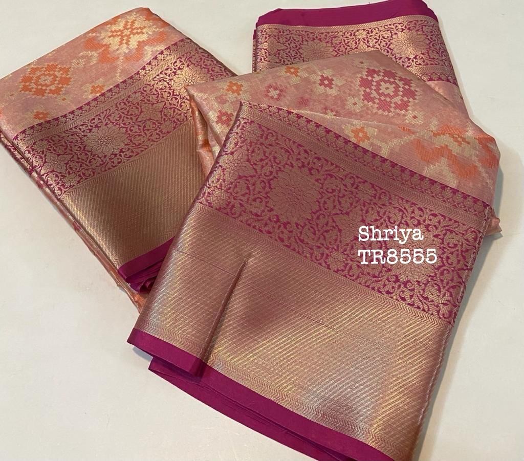 Tissue Kota with Ikkat weaved zari all over 