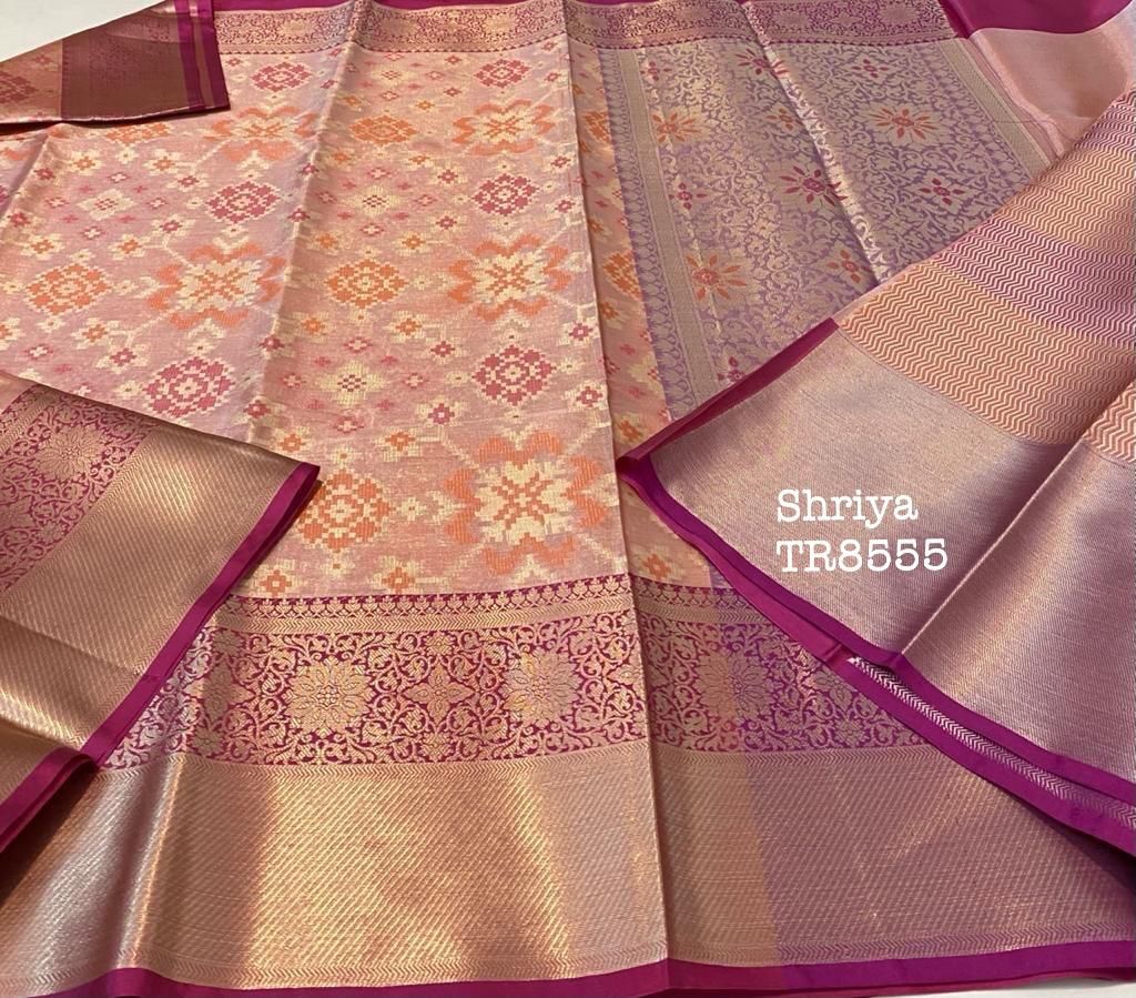 Tissue Kota with Ikkat weaved zari all over 