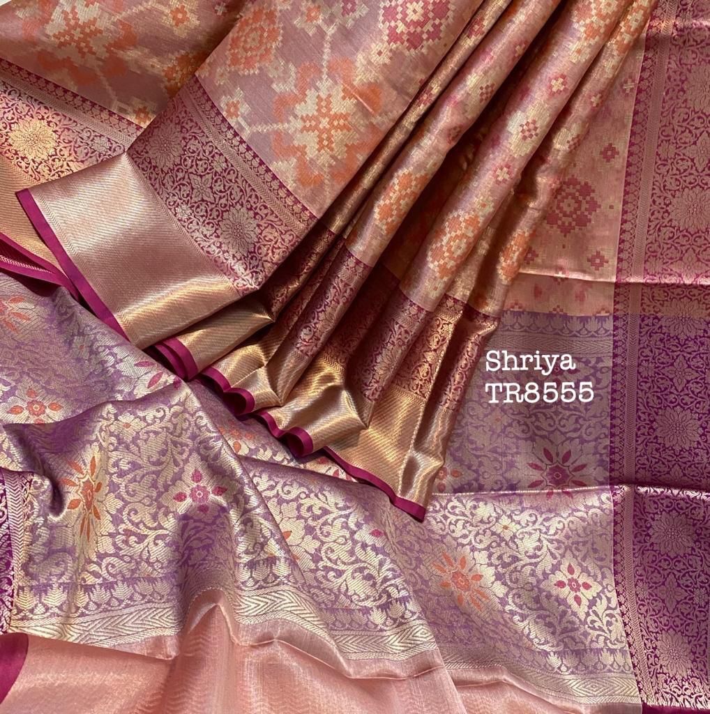 Tissue Kota with Ikkat weaved zari all over 